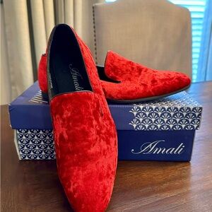 Amali Men's Vibrant Red Velvet Slip-Ons